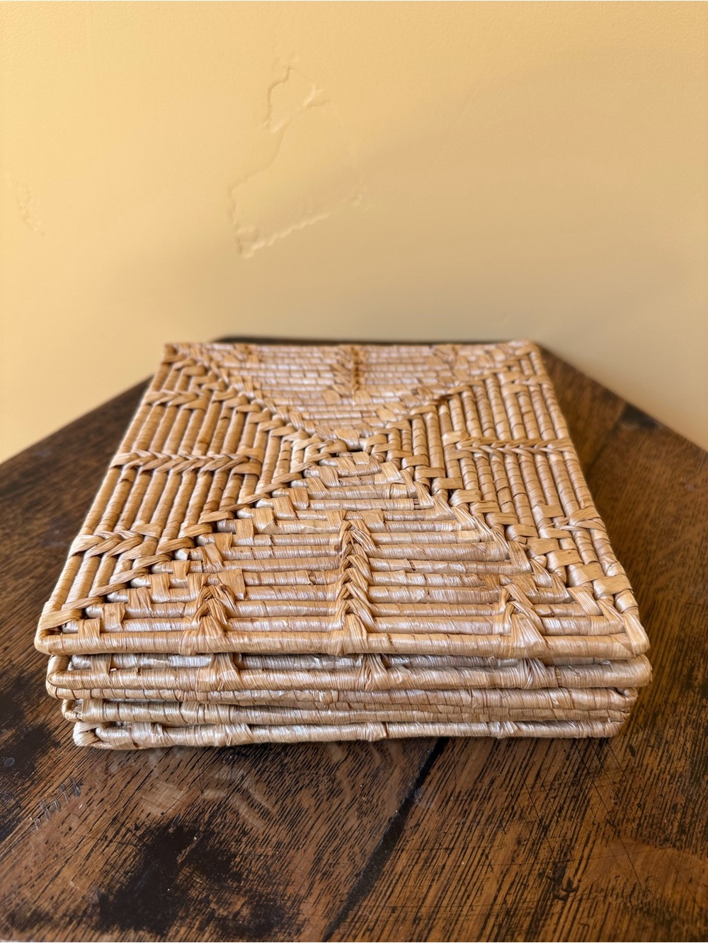 Vintage Set of 6 Handwoven Trivets – Natural Fiber – Rustic / Boho Decor